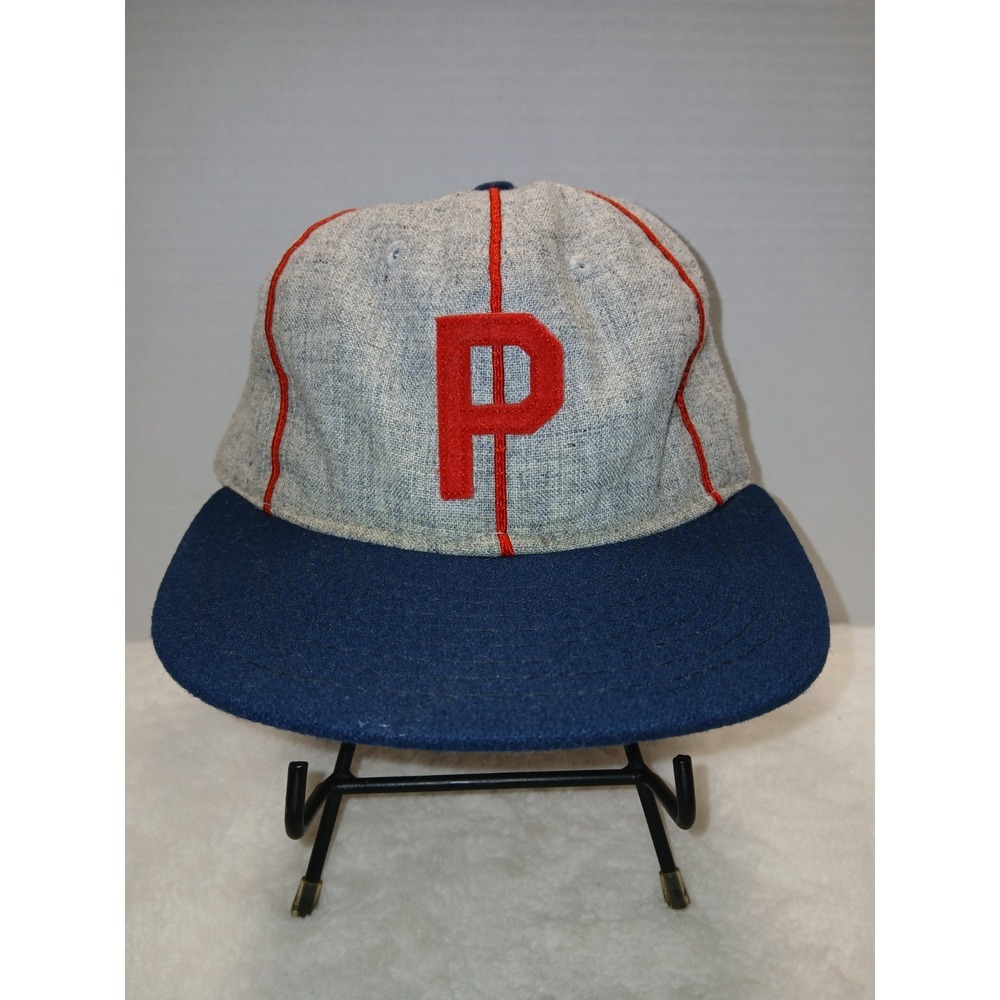 Ebbets Field Flannels Portland Beavers 1944 Cap Grey/Navy Wool Hat Size 7 3/4